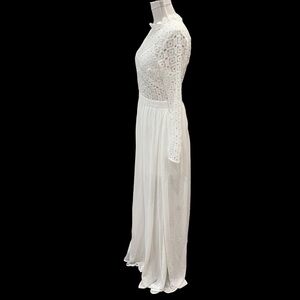 Missguided White Lace Top Chiffon Maxi Long Sleeve Lined